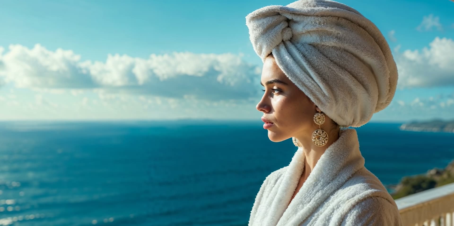 Hotel bathrobes on brass hangers